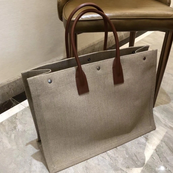 YSL LEATHER AND LINEN PRINTED GAUCHE BAG TOTE IN RIVE 0709